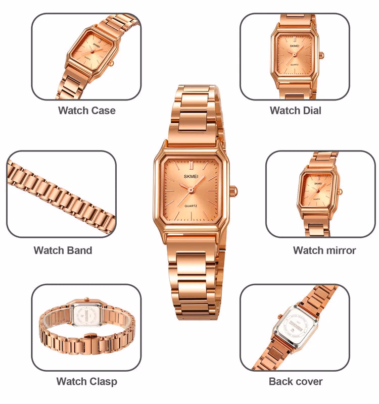 Women's Luxury Quartz Watch Stainless Steel Waterproof Square — image 5