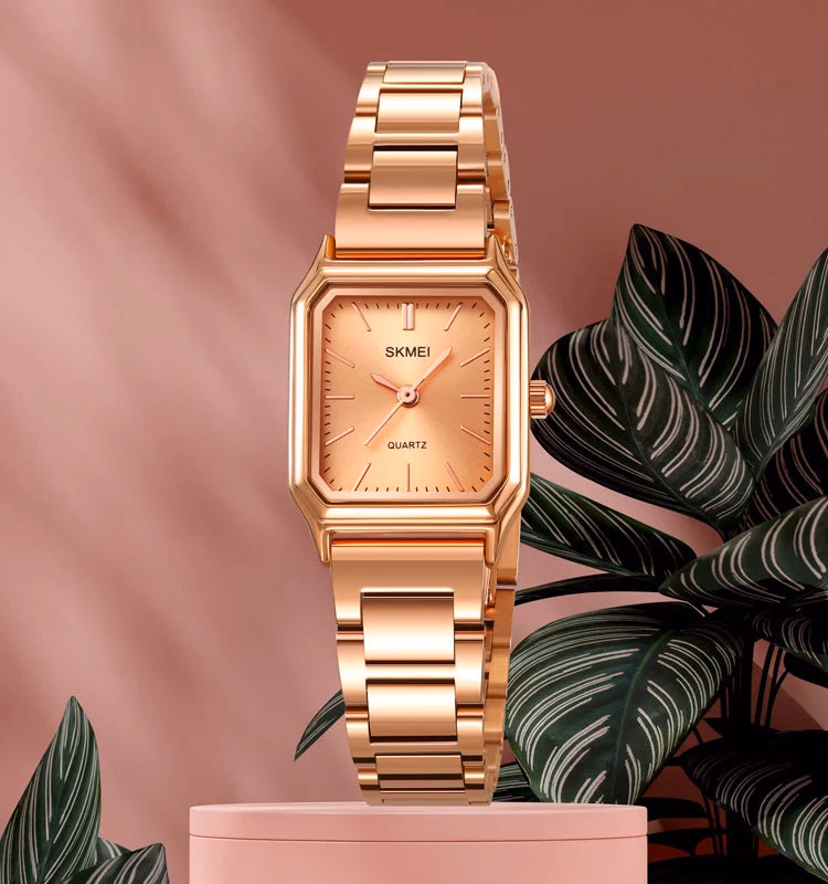 Women's Luxury Quartz Watch Stainless Steel Waterproof Square