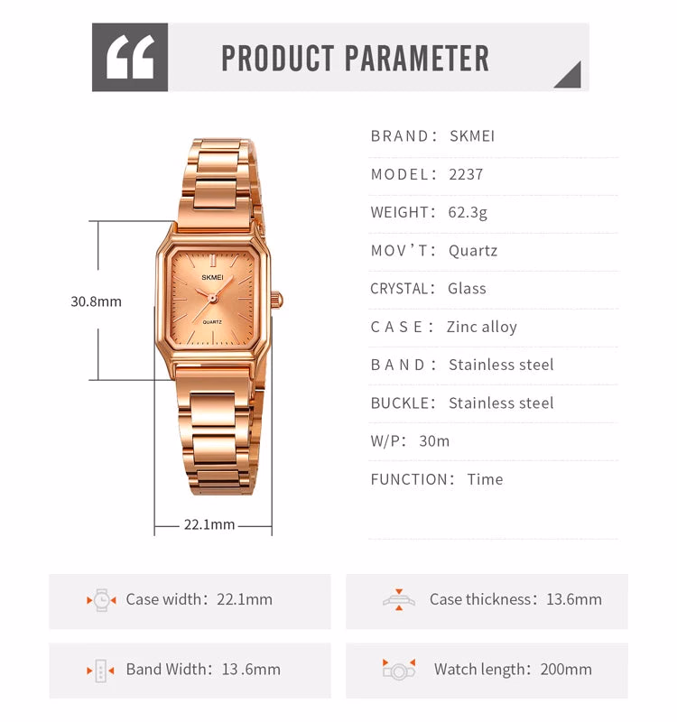 Women's Luxury Quartz Watch Stainless Steel Waterproof Square — image 6