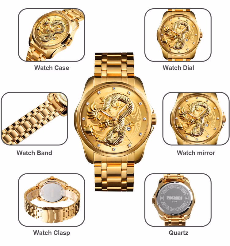 Men's Gold Dragon Quartz Watch — image 5