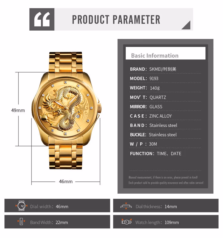 Men's Gold Dragon Quartz Watch — image 6