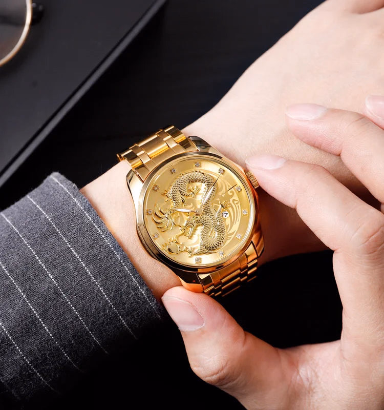Men's Gold Dragon Quartz Watch — image 4