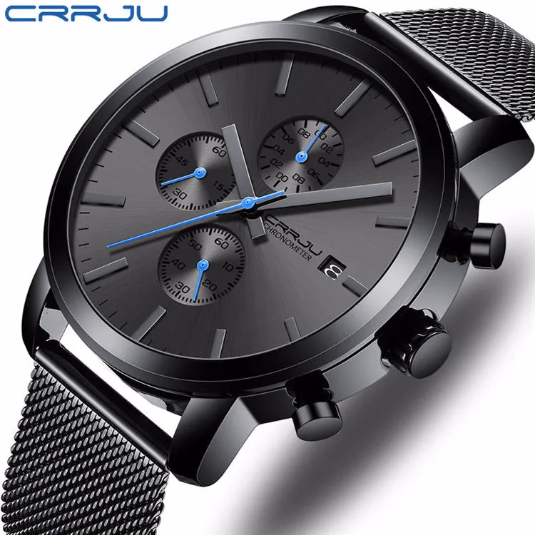 CRRJU Men's Luxury Stainless Steel Waterproof Quartz Watch — image 8