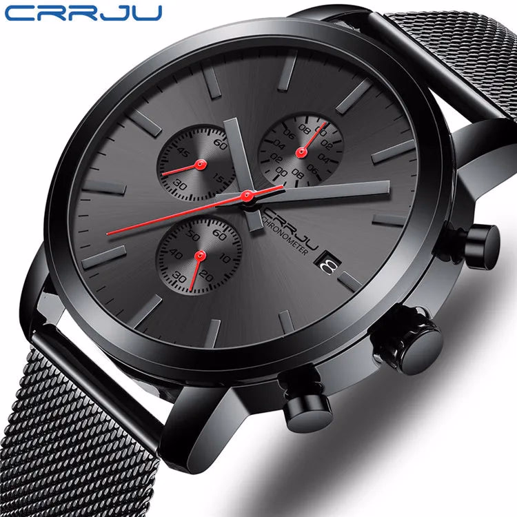 CRRJU Men's Luxury Stainless Steel Waterproof Quartz Watch — image 9
