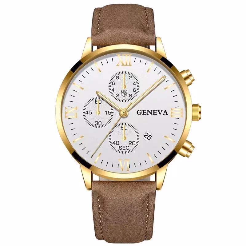 Men's Quartz Sports Watch with Leather Strap and Calendar — image 14