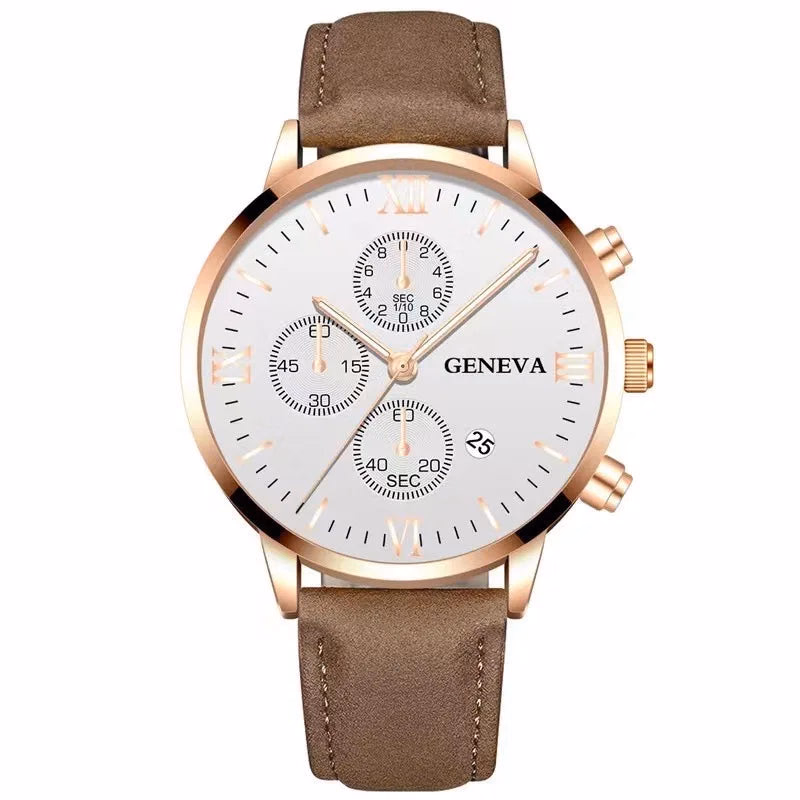 Men's Quartz Sports Watch with Leather Strap and Calendar — image 15