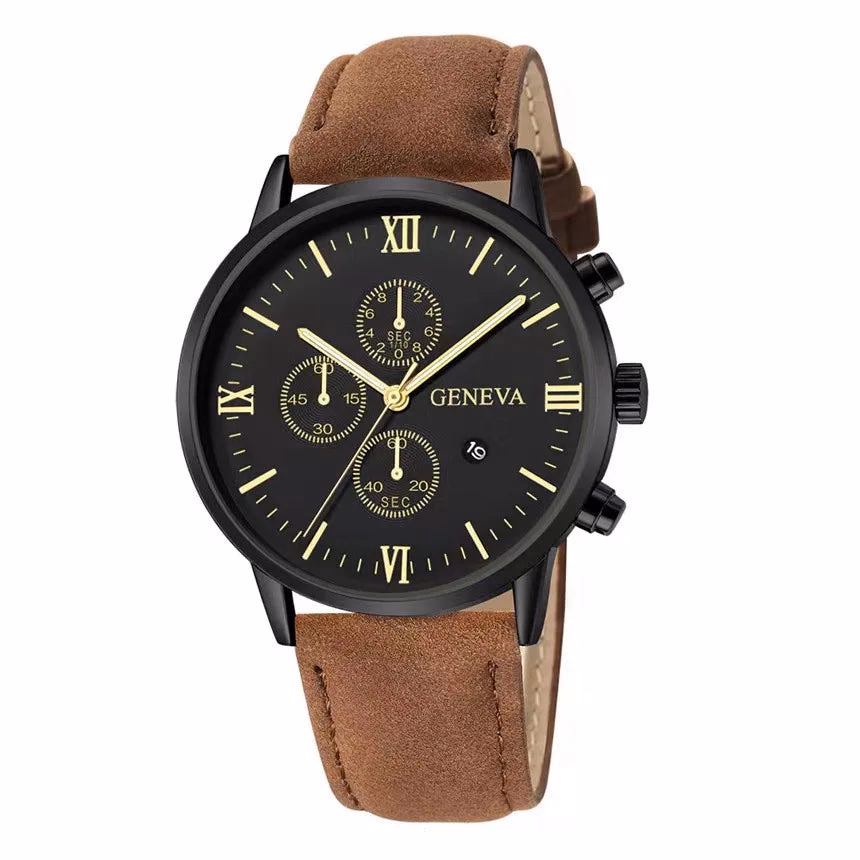 Men's Quartz Sports Watch with Leather Strap and Calendar — image 12