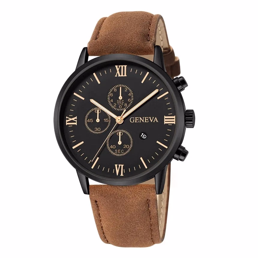 Men's Quartz Sports Watch with Leather Strap and Calendar — image 11