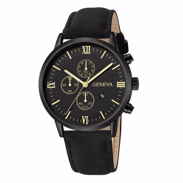 Men's Quartz Sports Watch with Leather Strap and Calendar — image 9