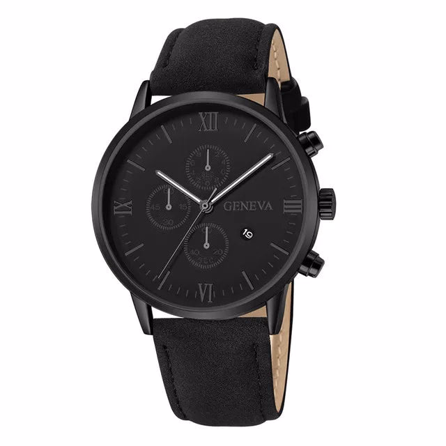 Men's Quartz Sports Watch with Leather Strap and Calendar — image 6