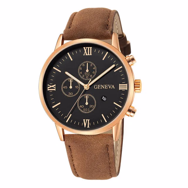 Men's Quartz Sports Watch with Leather Strap and Calendar — image 8