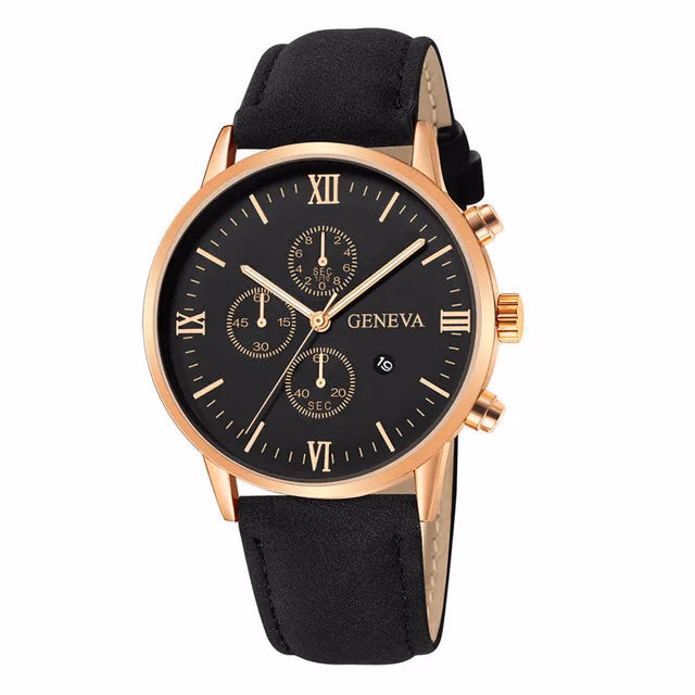Men's Quartz Sports Watch with Leather Strap and Calendar — image 7