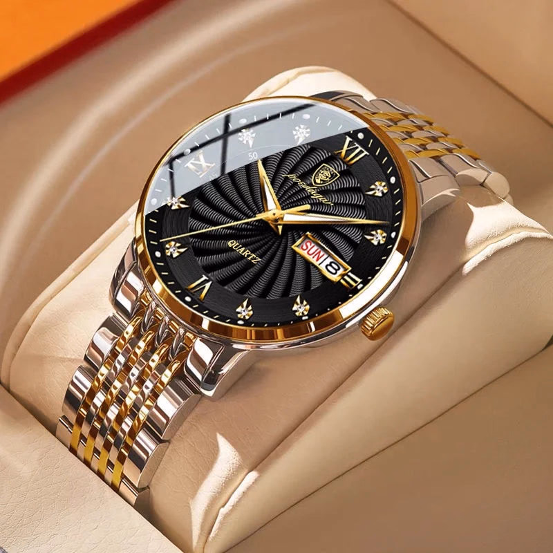 Men's Gold Stainless Steel Quartz Watch - Waterproof & Stylish — image 2