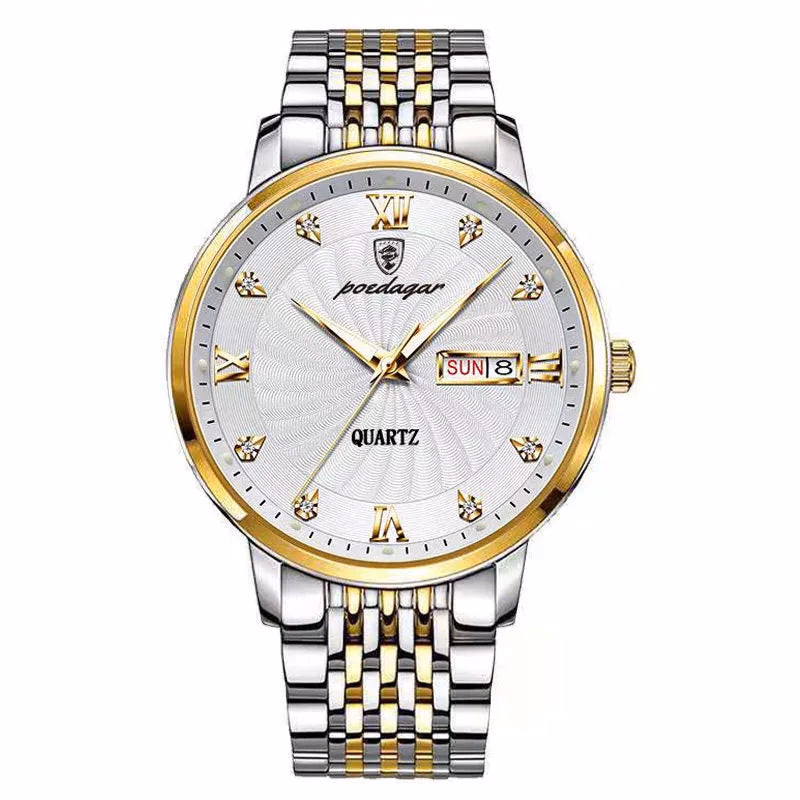 Men's Gold Stainless Steel Quartz Watch - Waterproof & Stylish — image 4