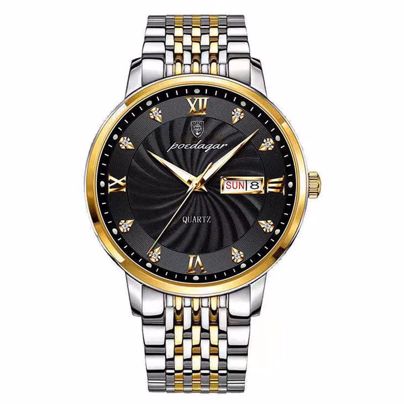Men's Gold Stainless Steel Quartz Watch - Waterproof & Stylish — image 3