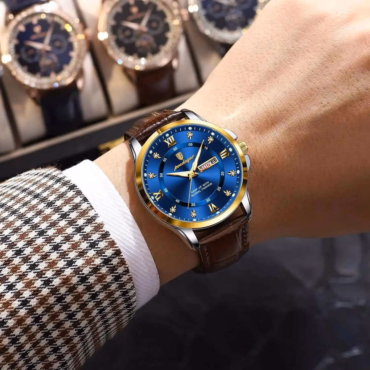 POEDAGAR 855 Men's Luxury Dual Calendar Waterproof Watch — image 2