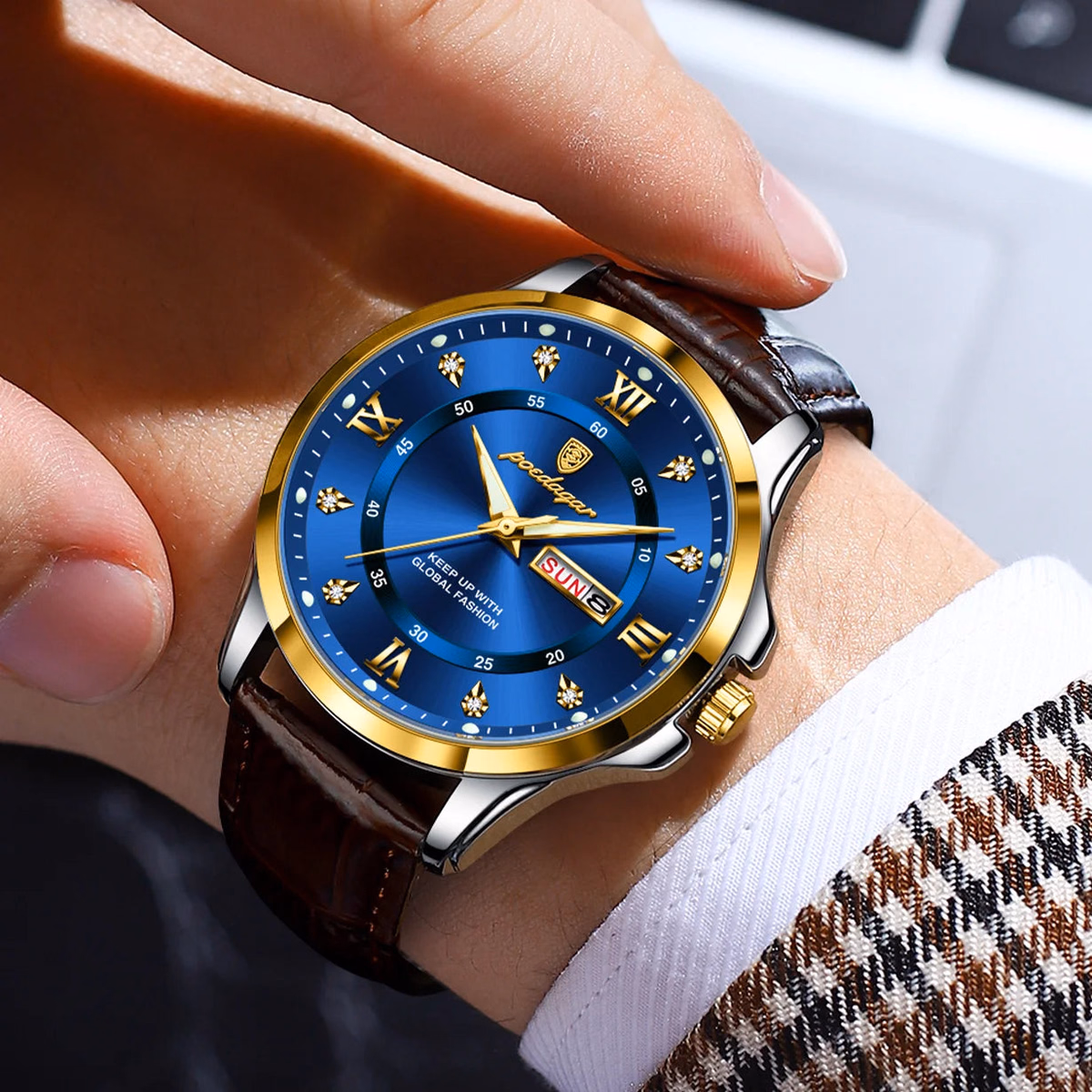 POEDAGAR 855 Men's Luxury Dual Calendar Waterproof Watch — image 4