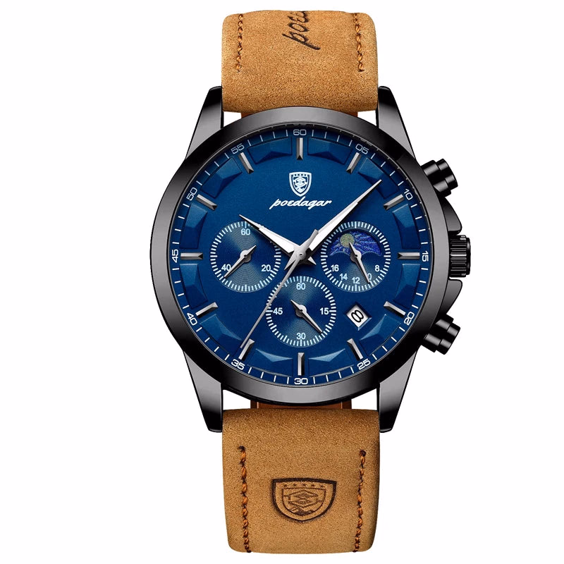 Poedagar P928 Men's Chronograph Leather Quartz Watch — image 7