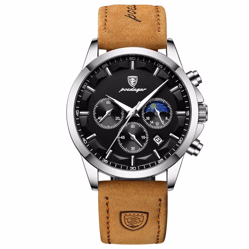 Poedagar P928 Men's Chronograph Leather Quartz Watch — image 6
