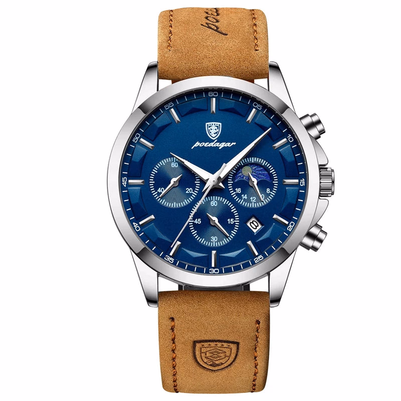 Poedagar P928 Men's Chronograph Leather Quartz Watch — image 5