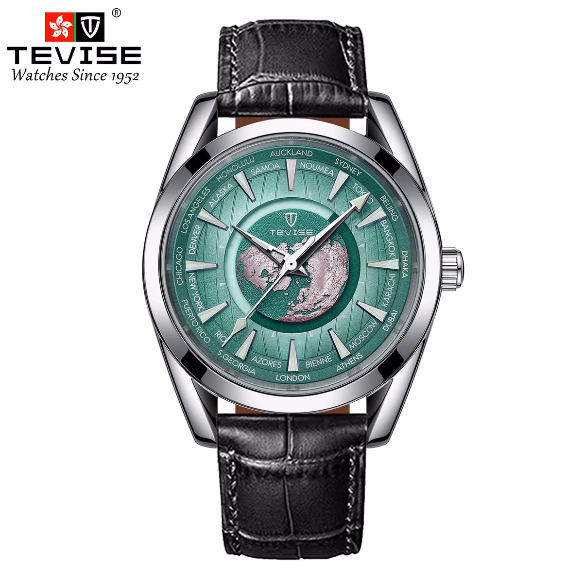 TEVISE 795 Men's Blue Leather Automatic Sport Watch — image 9