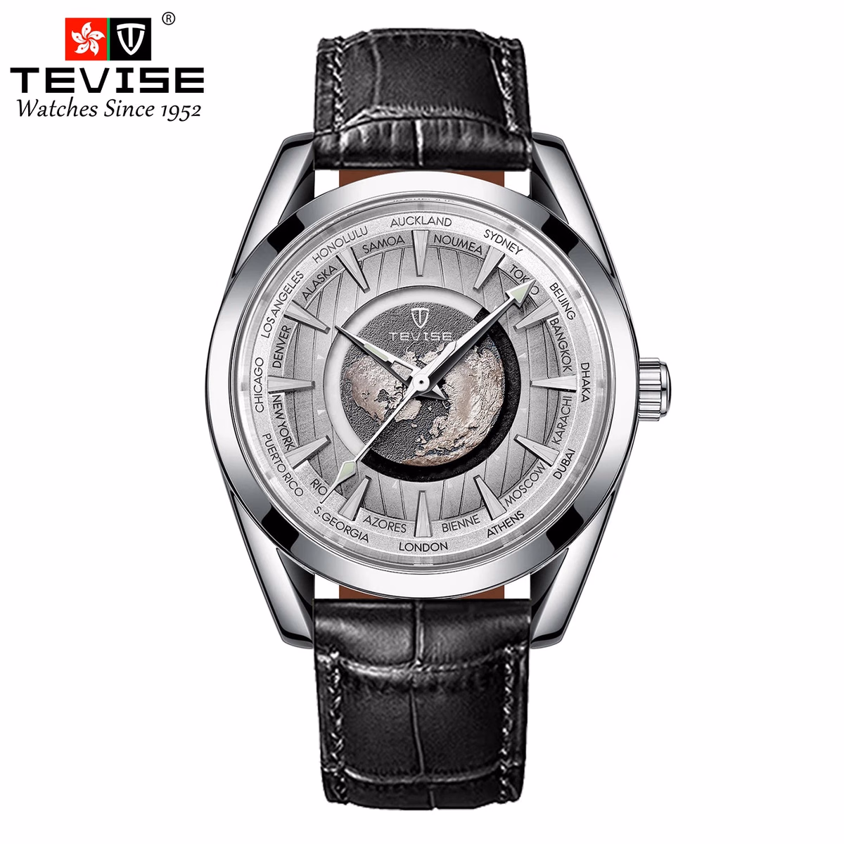 TEVISE 795 Men's Blue Leather Automatic Sport Watch — image 8