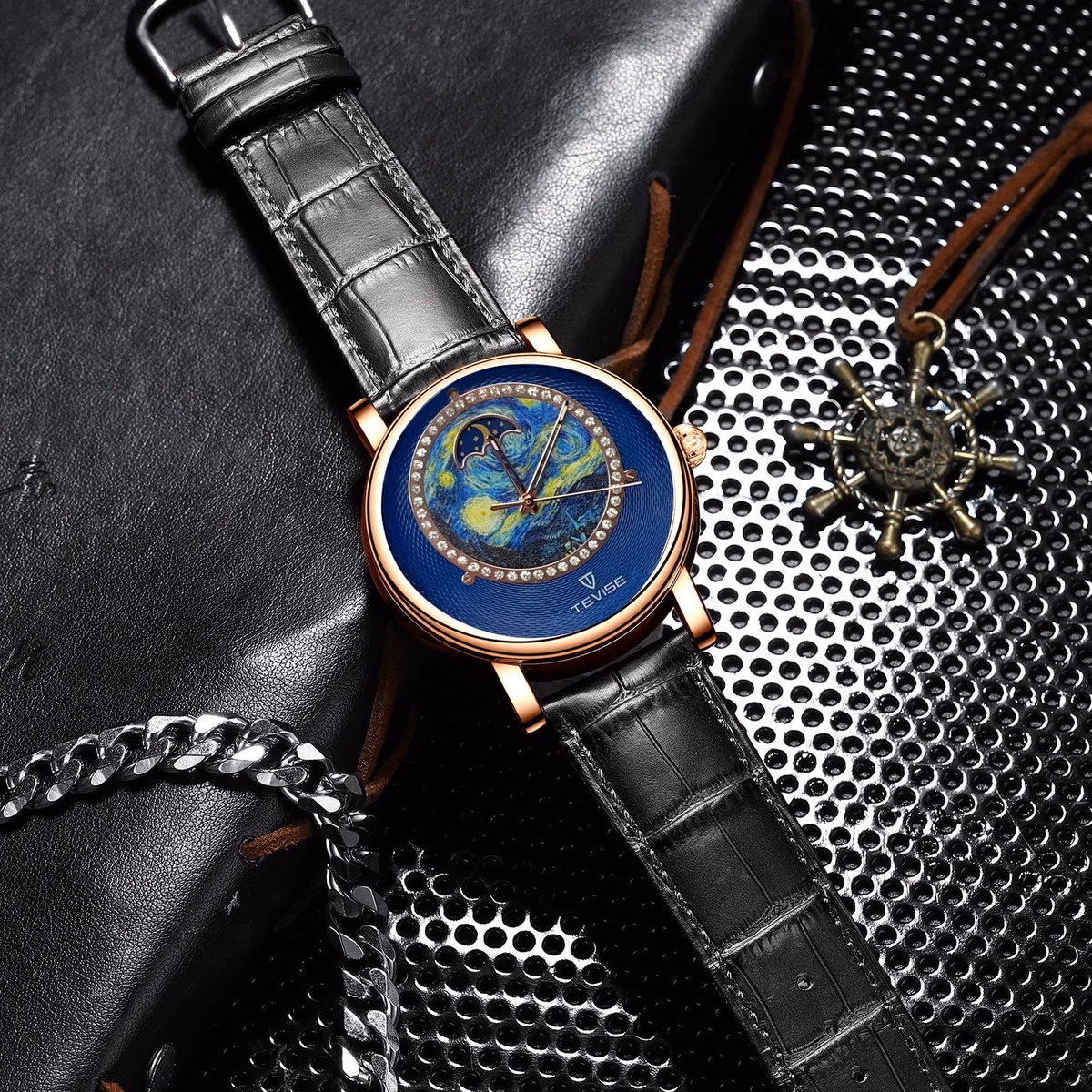 Men's Zircon Art Design Mechanical Watch with Power Reserve — image 4