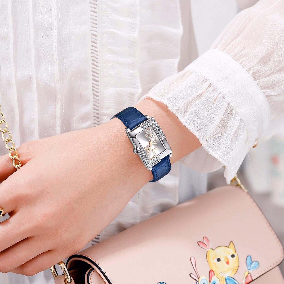 Ladies Quartz Watch, Elegant Leather — image 3