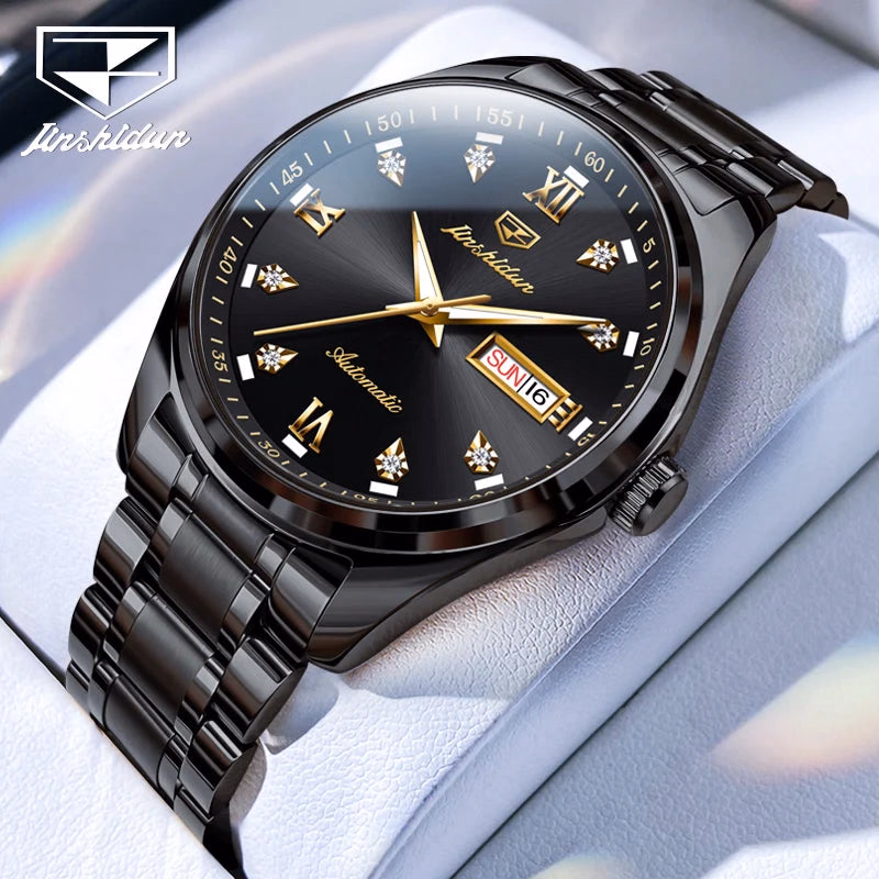 JSDUN Men's 39mm Stainless Steel Waterproof Mechanical Watch