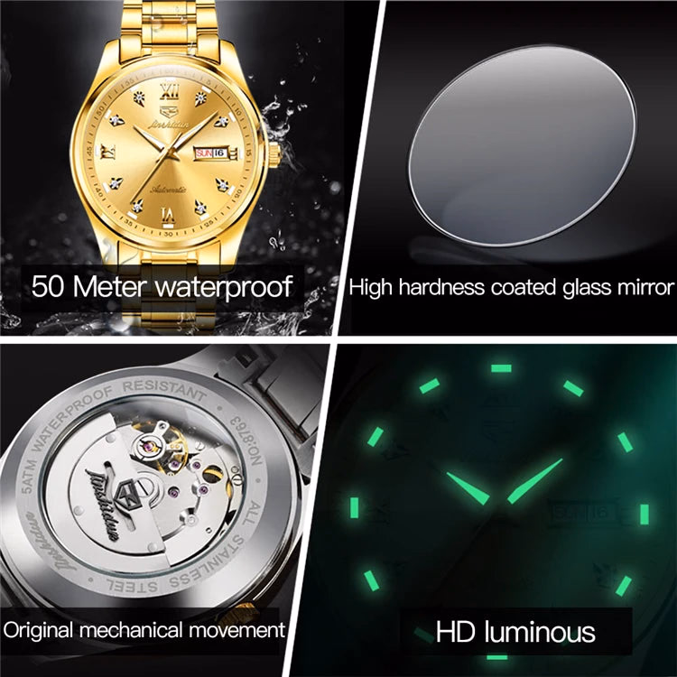 JSDUN Men's 39mm Stainless Steel Waterproof Mechanical Watch — image 6
