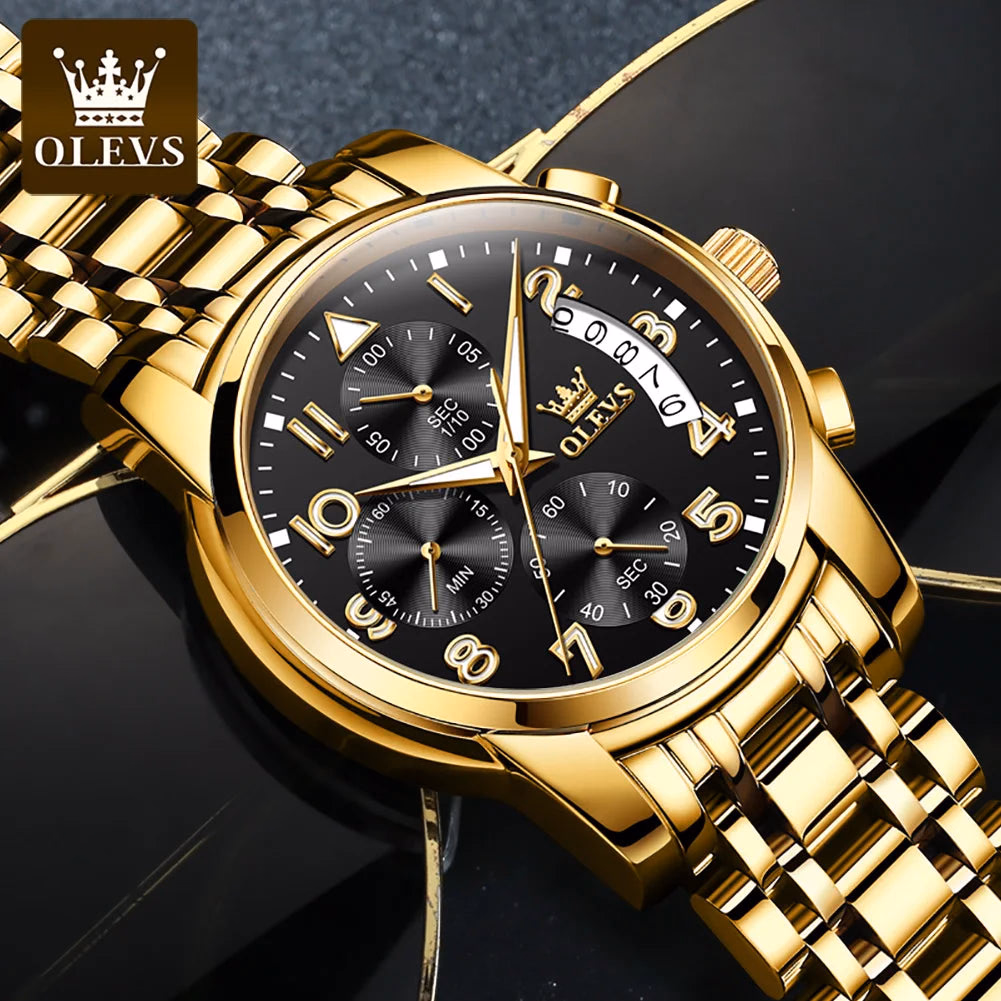 OLEVS Men's Quartz Watch Stainless Steel Diamond Date Business Style — image 2