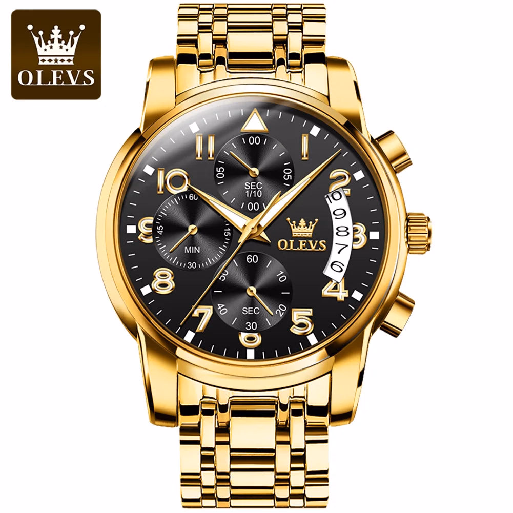 OLEVS Men's Quartz Watch Stainless Steel Diamond Date Business Style — image 7