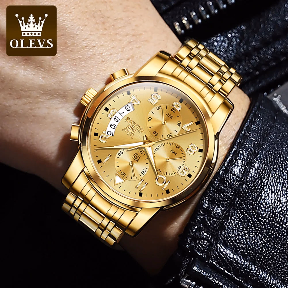 OLEVS Men's Quartz Watch Stainless Steel Diamond Date Business Style — image 4