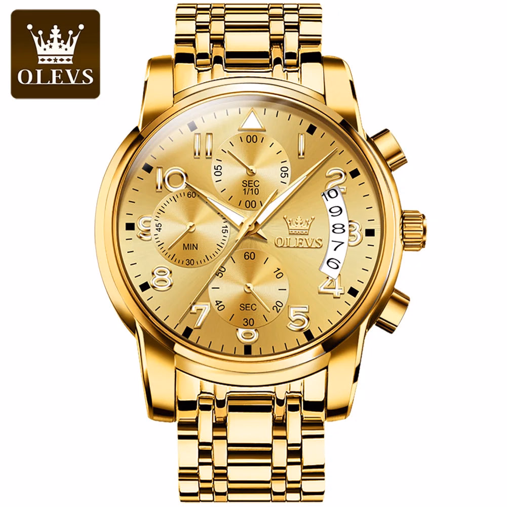 OLEVS Men's Quartz Watch Stainless Steel Diamond Date Business Style — image 9