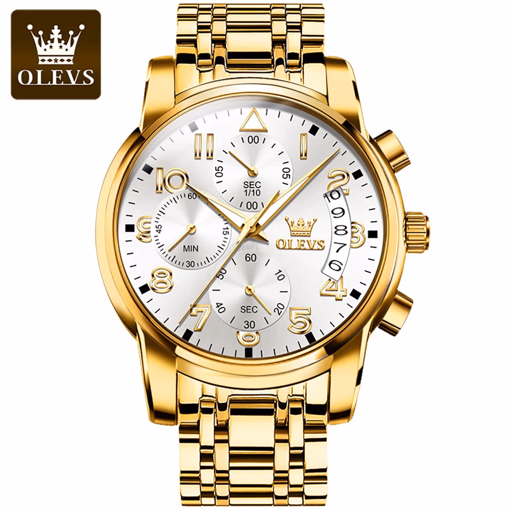 OLEVS Men's Quartz Watch Stainless Steel Diamond Date Business Style — image 8