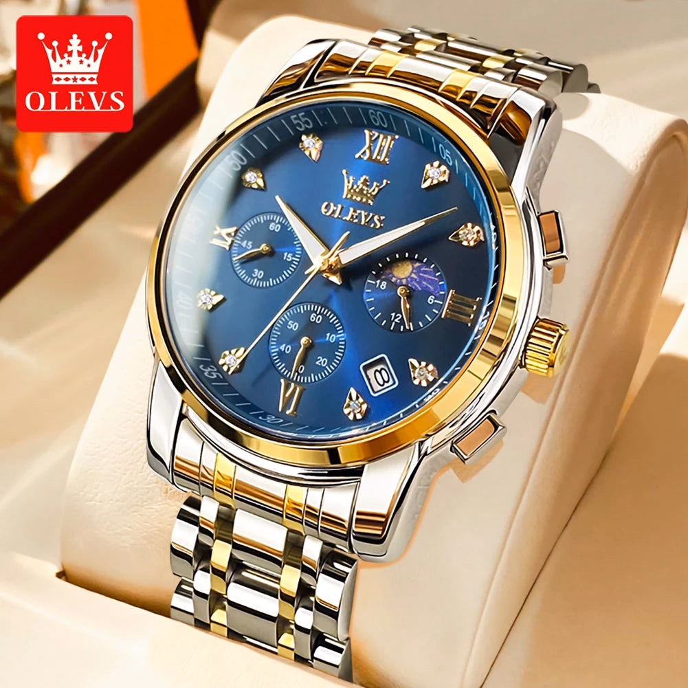 OELVS Men's Luxury Waterproof Quartz Sport Watch