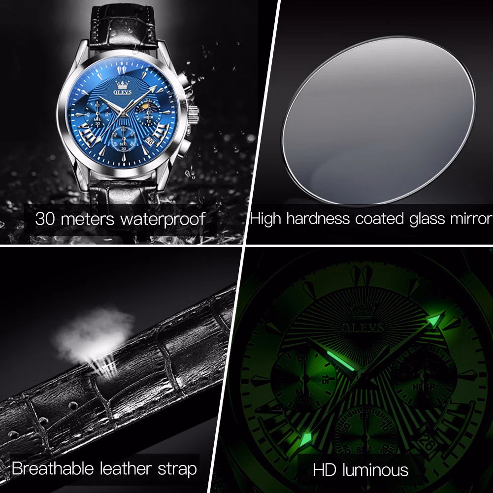 Olevs Men's Luxury Quartz Waterproof Business Watch — image 6
