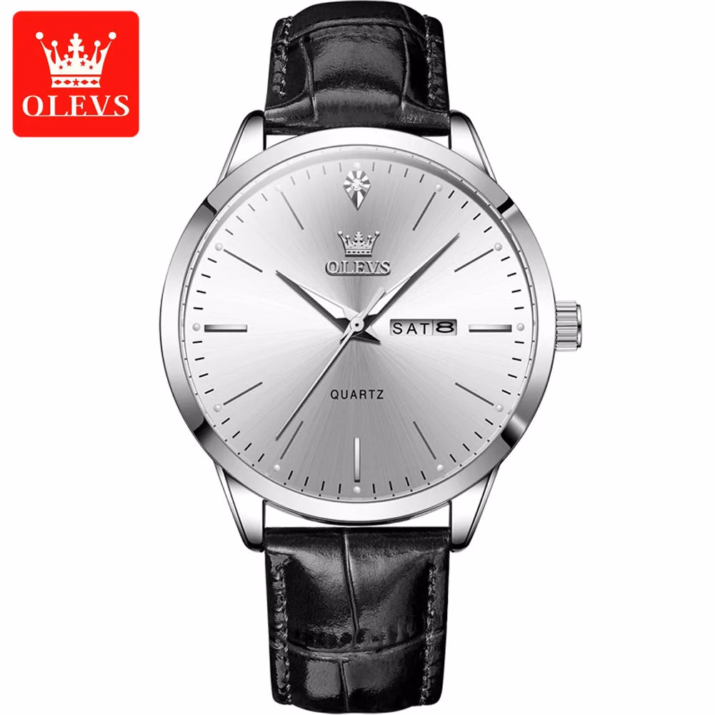 OLEVS Luxury Men's Quartz Watch with Leather Strap and Calendar — image 10