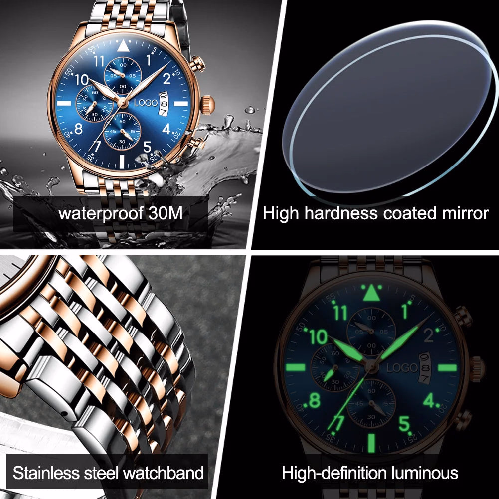 Men's Luxury Stainless Steel Chronograph Quartz Watch — image 6