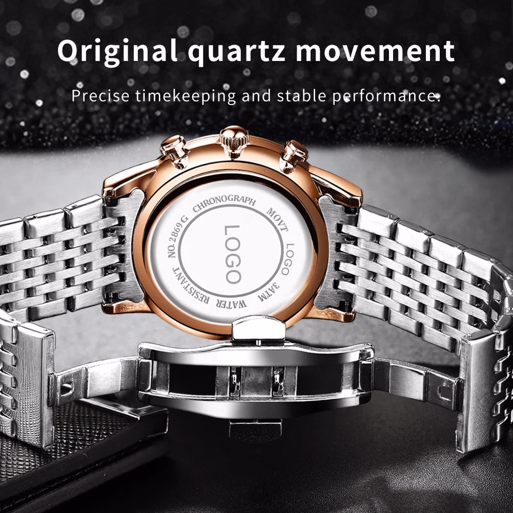 Men's Luxury Stainless Steel Chronograph Quartz Watch — image 5