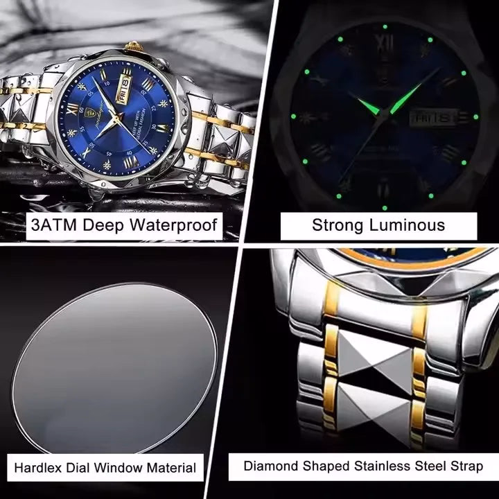 Poedagar 615 Men's Luxury Quartz Watch - Green/Silver/Black/Gold Options — image 4