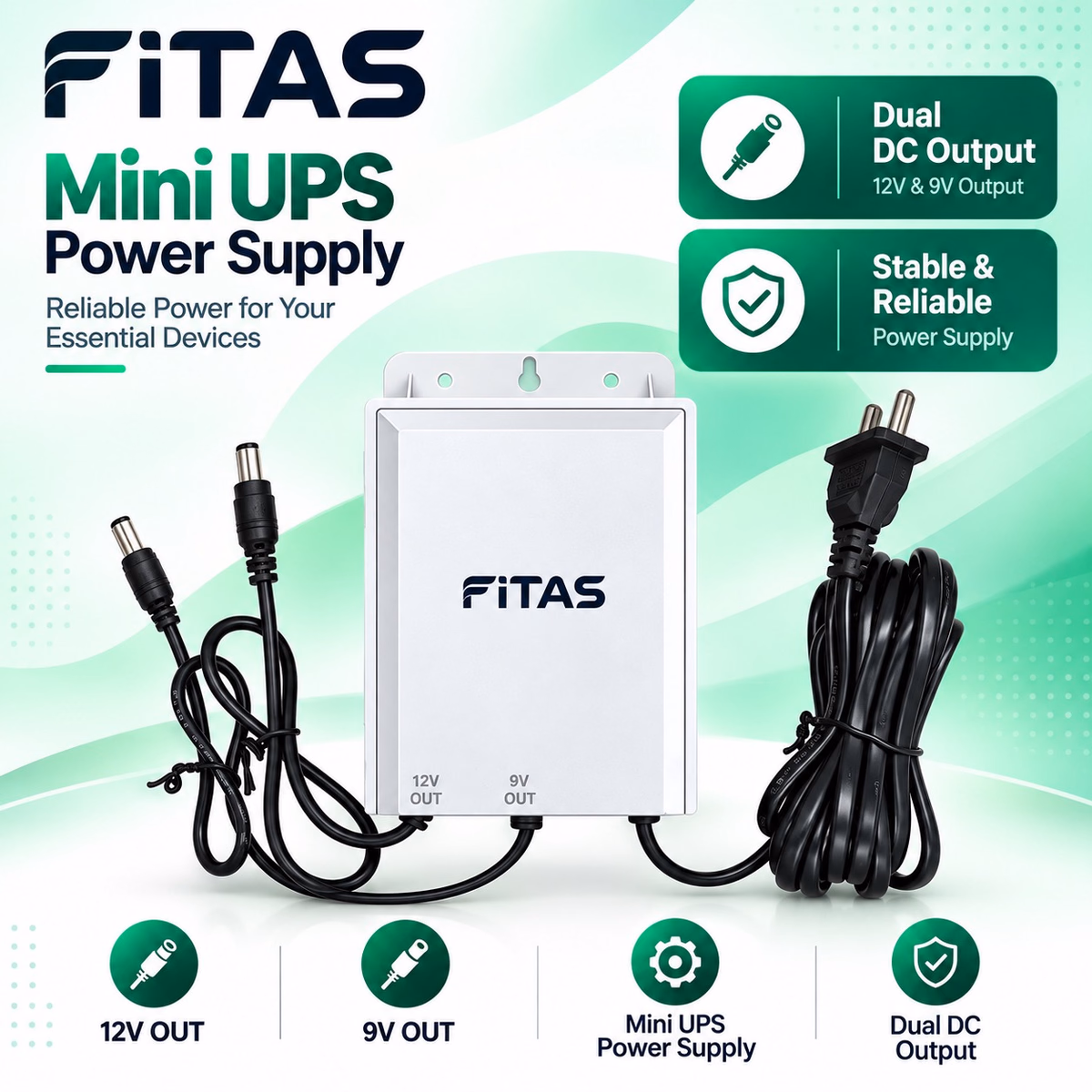 FiTAS TM36 DC Mini UPS 9V 12V Output