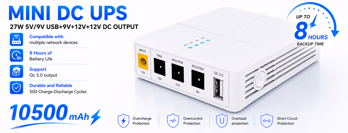 WGP Optima 302 27W Mini DC UPS Quick Charge 3.0 USB 5V 9V 12V 12V