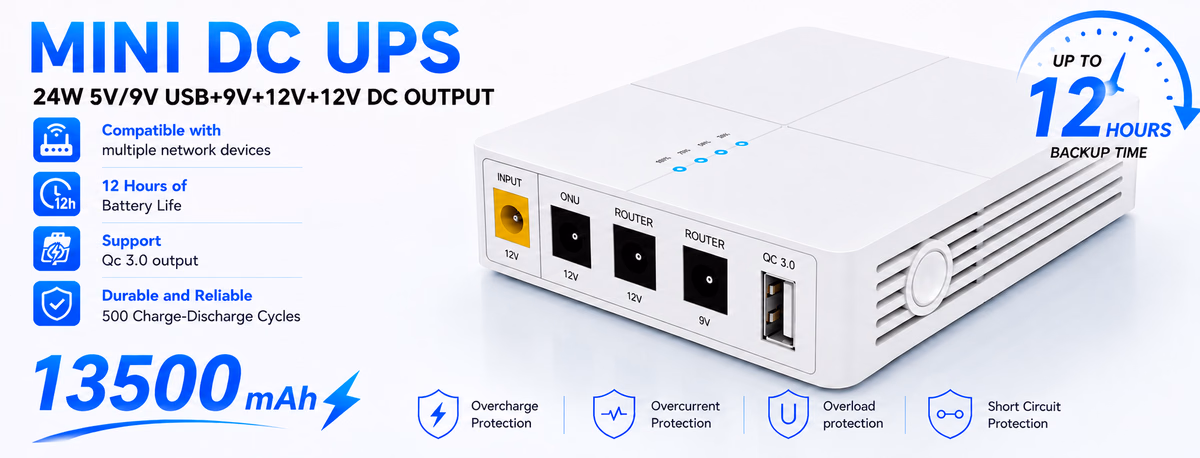 WGP Optima 302 27W Mini DC UPS Quick Charge 3.0 USB 5V 9V 12V 12V
