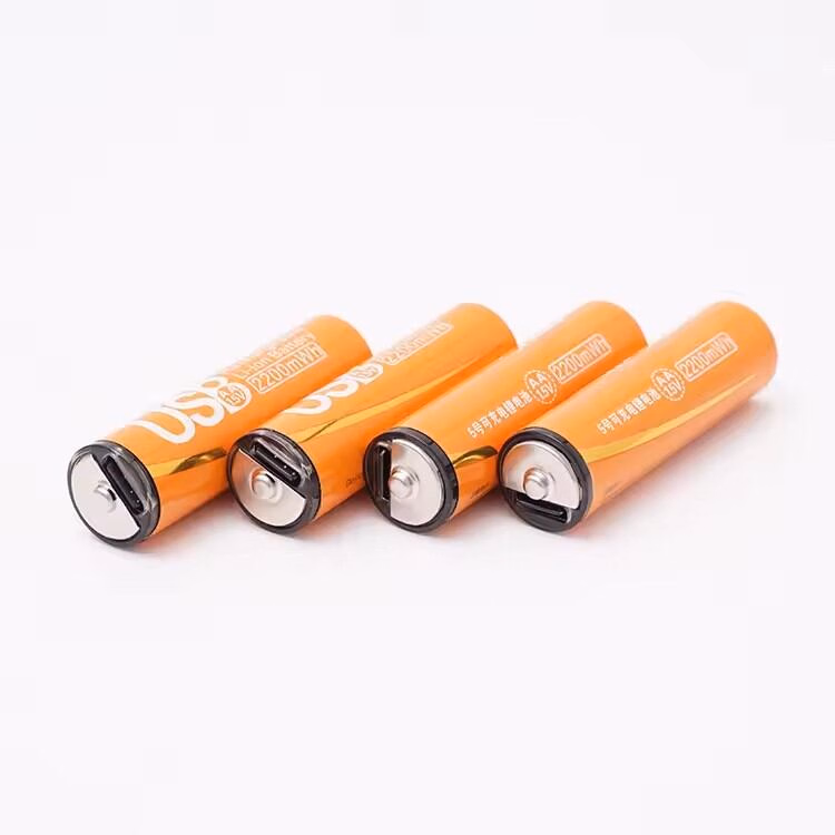 Rechargeable Lithium Battery AA Type C 2200mWh 2 Pcs