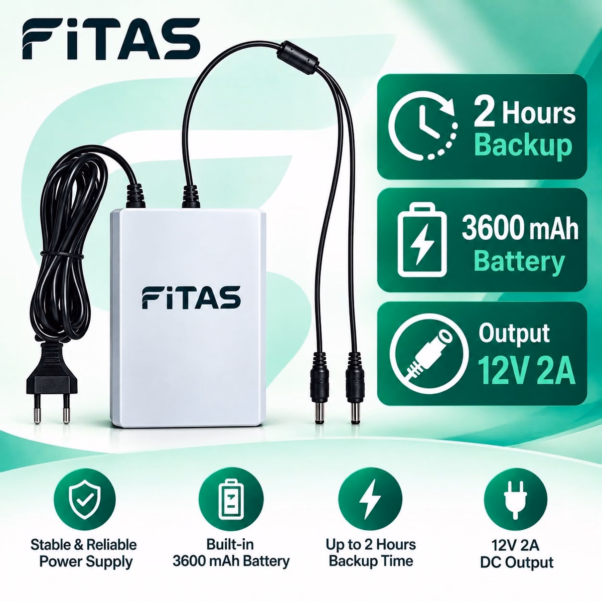 FiTAS TM36 DC Mini UPS 12V 2A Dual Output