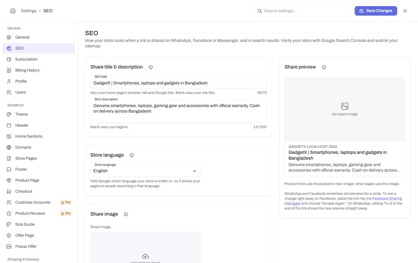 seo settings share preview