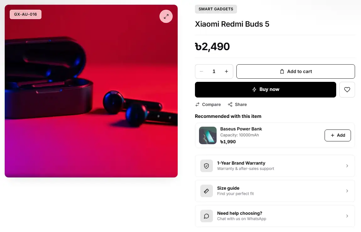storefront product upsell recommended